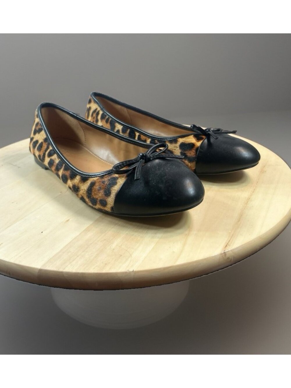 J Crew Factory Women’s Leopard Cap-toe Ballet Flats Shoe Size 8.5 Black brown